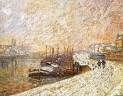 Armand guillaumin Barges in the Snow
